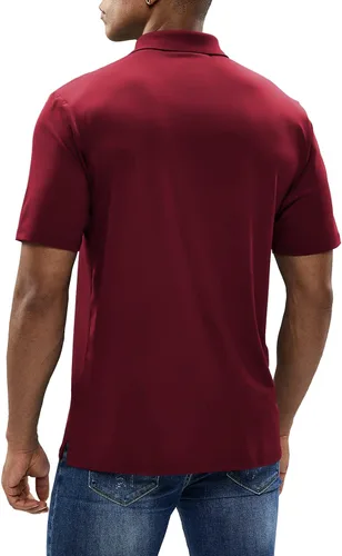 Vista 2 de MIER Polo de manga corta para hombre, protección solar, polo de golf, secado rápido