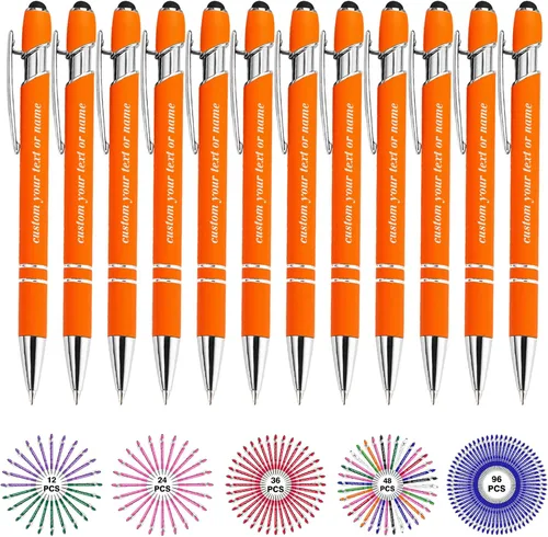 Vista 53 de Bolígrafos personalizados con nombre a granel, juego de bolígrafos personalizados, lápiz capacitivo grabado, logotipo, texto, regalo para negocios