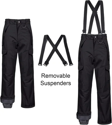 Vista 2 de CREATMO US Pantalones de nieve para hombre, baberos de esquí, impermeables, aislados, invierno, snowboard cargo