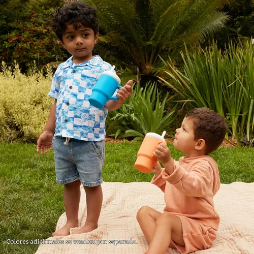 Vista 6 de Infantino - Paquete de 6 vasos en miniatura adorables My 1st Tumbler con pajilla resistente a las fugas y asa apta para niños pequeños, fomenta