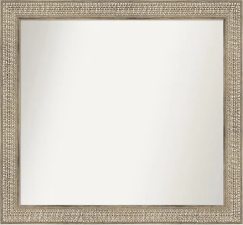 Vista 398 de Amanti Art Espejo de baño plateado para sobre fregadero, 26 x 26 pulgadas, espejo cuadrado de níquel pulido, marco de madera tradicional mediano, se