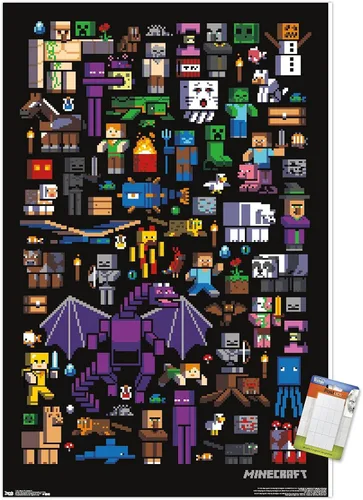 Vista 15 de Trends International Minecraft - Póster de pared de Mobbery, 14.725 x 22.375 pulgadas, versión con marco de madera tipo granero