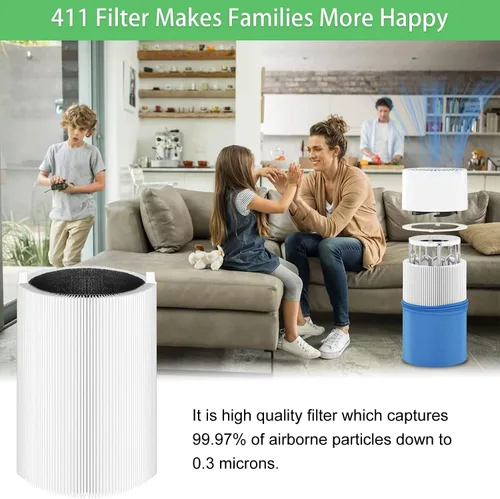 Vista 5 de Filtros de repuesto para Blueair Blue Pure 411 411+ Auto Mini, piezas con carbón activado silencioso, apto para filtro de mascotas más limpio