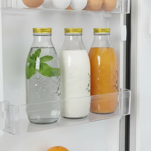 Vista 6 de ZOOFOX Paquete de 4 botellas de leche de vidrio de 32 onzas con tapas, recipiente de leche vintage para refrigerador, botellas de jugo de vidrio