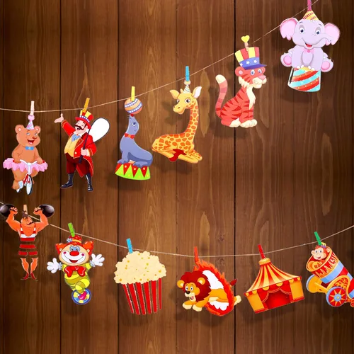Vista 4 de Zonon 24 piezas de recortes de carnaval decoraciones de fiesta de circo