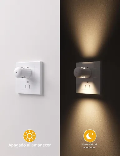 Vista 2 de Paquete de 6 mini luces LED nocturnas enchufables de pared - Del anochecer al amanecer encendido y apagado automático, 2700 K blanco cálido