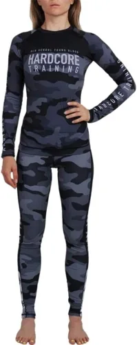 Vista 11 de Hardcore Training Camiseta de compresión de manga larga para mujer, capa base de compresión, ajustada, yoga, correr, gimnasio, entrenamiento