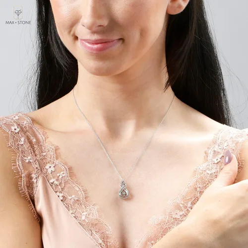 Vista 3 de MAX + STONE Collares de diamantes bailarines para mujer Collar de diamantes de plata de ley con cadena de 18 pulgadas Collares con colgante