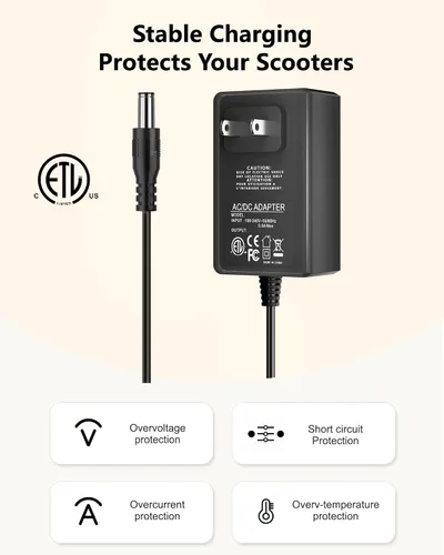 Vista 6 de Cargador VHBW 29.4V para scooter Hover-1 PTS-CHG-HB6/HB2 ETL-certified 29.4V output with 9mm and 12mm 3-pin tips for listed Hover-1 models; not