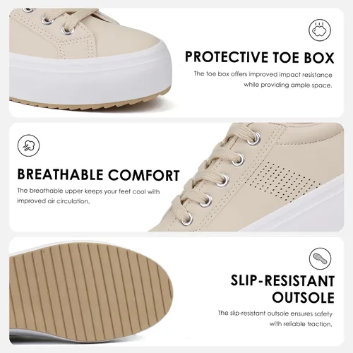 Vista 5 de JABASIC Zapatos deportivos de plataforma transpirables con cordones para mujer