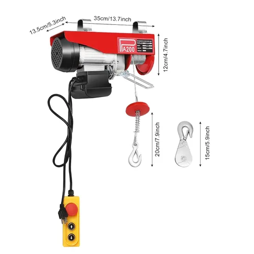 Vista 8 de Electric Hoist 1543lbs, 110V Electric Winch with Wired Remote Control Single/Double Slings, Electric Lift for Lifting in Garage Factory Attic
