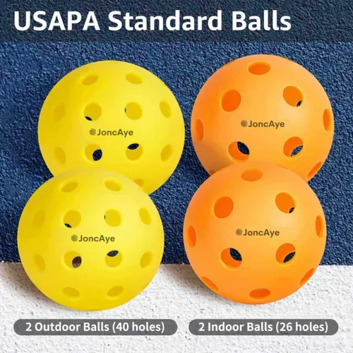Vista 7 de JoncAye Pickleball Paddles Set of 4 or 2, USAPA Approved Fiberglass Rackets with Outdoor Indoor Balls, Bag, Overgrip, Lightweight for Family