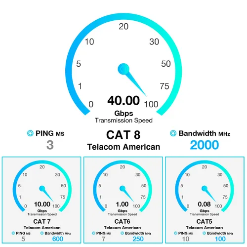 Vista 5 de Cable Ethernet Cat 8 de 30 pies, cable de conexión LAN de Internet plano blindado negro de alta velocidad, 26 AWG 40 Gbps 2000 Mhz SFTP con chapado