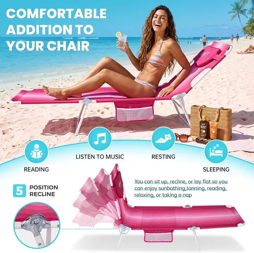 Vista 6 de #WEJOY Silla de bronceado plegable de 300 libras con orificio facial