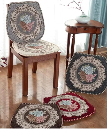 Vista 3 de EORNOW Juego de cojines para silla de comedor con lazos, juego de 1/2/4, almohadillas antideslizantes para silla de comedor con funda extraíble