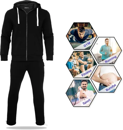 Vista 5 de Xmgelp Conjunto deportivo con capucha para hombre de 2 piezas, casual, con cierre completo
