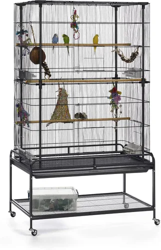 Vista 13 de Prevue Pet Products F085 - Jaula para pájaros de vuelo con soporte, color negro