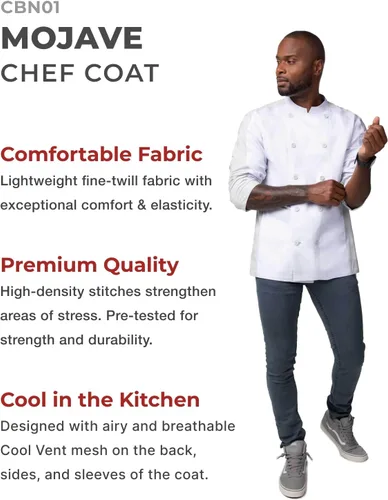 Vista 3 de Chef Works Mens Mojave Chef Coat