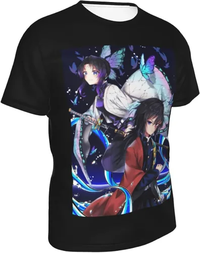 Vista 2 de Camisa de Demon Slayer para mujer, Shinobu Kocho X Giyu Tomioka Kimetsu No Yaiba, camiseta de moda 3D para noche, graduación, etc