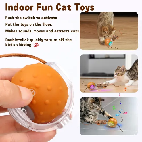 Vista 4 de Pelota de juguete interactiva para gatos, juguete interactivo automático para gatos diseñado por ratones, una pelota móvil para gatos, juguetes