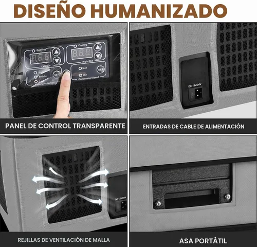 Vista 4 de Setpower DT45 - Refrigerador eléctrico para automóvil con cubierta, congelador portátil de doble zona de 45 litros, refrigerador portátil