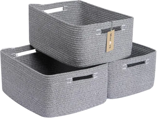 Vista 45 de MiniArk Cestas grandes de almacenamiento para estantes, organizadores de armario, para ropa, manta, toallas, guardería, caja de juguetes, cestas