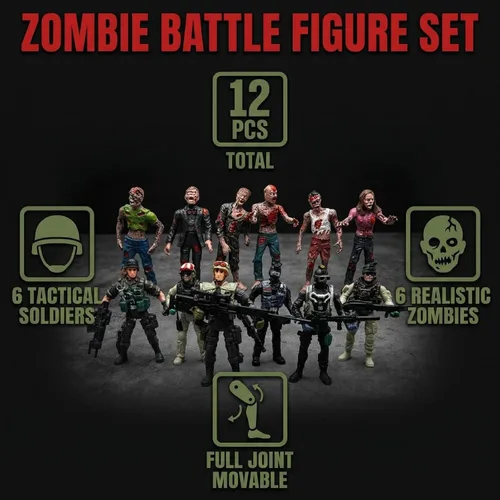 Vista 6 de Figura de acción de hombres del ejército y zombi, juguetes realistas de escena de batalla zombi, colecciones de juguetes de Navidad, Halloween, Negro