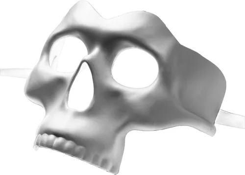 Vista 3 de Máscara de calavera de Halloween para mascarada, día de los muertos, color blanco Calavera Media Cara