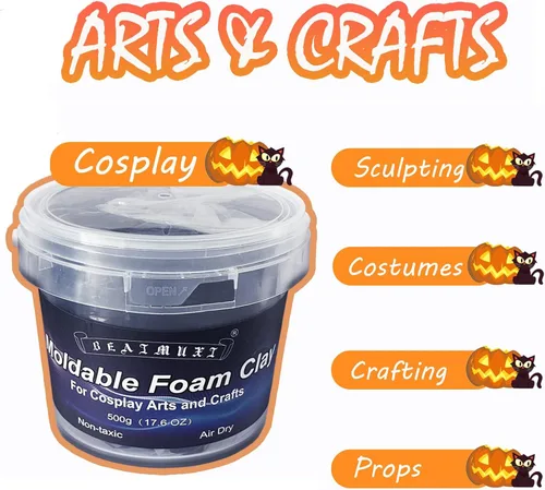 Vista 2 de Arcilla de espuma moldeable para cosplay, arcilla de espuma seca al aire moldeable, 17.64 oz, color blanco, espuma para esculpir para disfraces