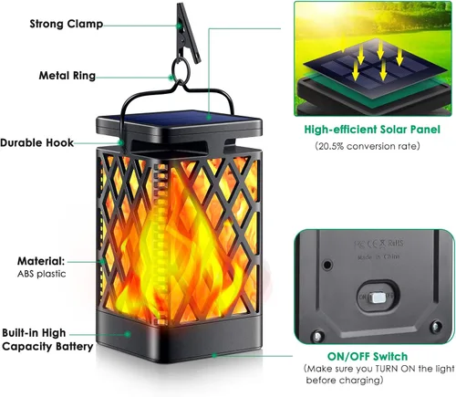 Vista 3 de TomCare Linterna solar parpadeante con luces solares para caminos