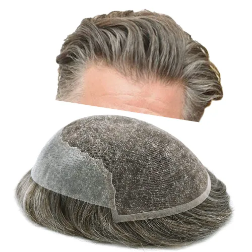 Vista 46 de Mens Toupee Human Hair Replacement System Swiss Lace Toupee For Men Hair Piece Protesis Capilar Mens Hairpiece 5X7#1 Jet Black 120% Density