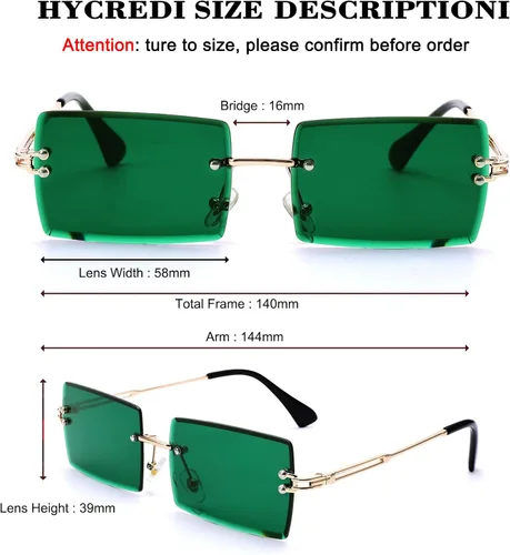 Vista 64 de Gafas de sol rectangulares para hombres/mujeres, gafas de sol pequeñas sin montura cuadrada
