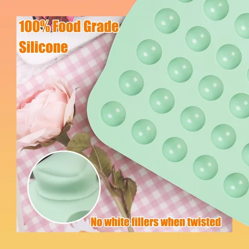 Vista 3 de QELEG Moldes de silicona para bolas de chocolate, paquete de 2 moldes antiadherentes para dulces, tamaño de mordida, media esfera, mousse, molde
