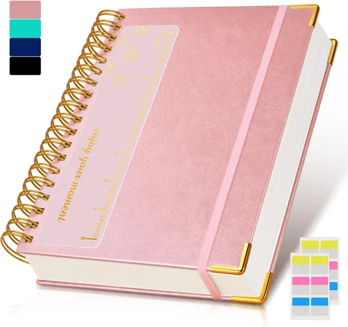 Vista 10 de Cuaderno Diario de Espiral 8.5" x 11", 300 Páginas de Tapa Dura con Forro de Cuero para Mujeres y Hombres, Cuadernos A4 Grandes con Rayas