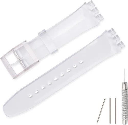 Vista 26 de Lijinlan Correa de silicona de repuesto para Swatch de 0.669 in, 0.748 in, 0.787 in, correa de reloj impermeable para Swatch Negro