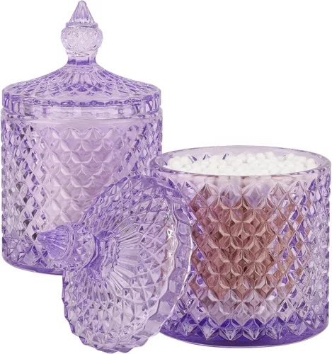 Vista 18 de Paquete de 2 Portacotonetes Frascos de Boticario de Vidrio Grueso con Tapa para Decoración de Baño Organizador de Almacenamiento para Hisopos