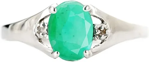Vista 3 de Galaxy Gold GG Anillo de oro blanco sólido de 14 quilates con diamante esmeralda de 1,26 quilates