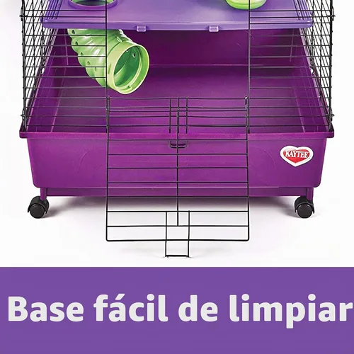 Vista 4 de Mi primera casa Kaytee, multinivel, hogar de lujo para mascotas, con ruedas
