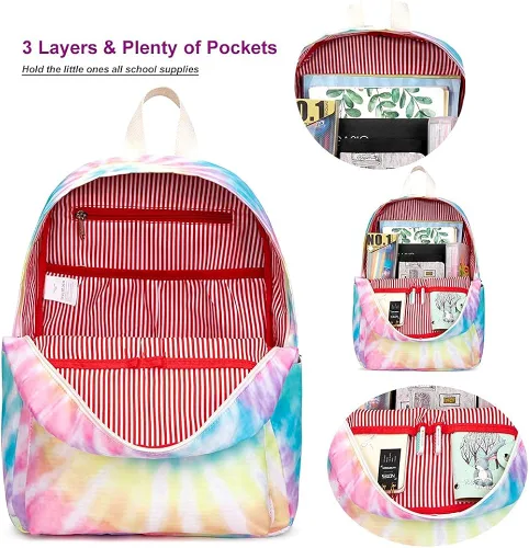 Vista 6 de CAMTOP Juego de morral y lonchera para niñas de preescolar y primaria