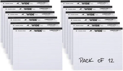 Vista 15 de ROARING SPRING Wide Landscape Legal Pad, amarillo canario, 2 blocs, 11 x 9.5 pulgadas, a rayas universitarias con margen, papel reciclado de 20