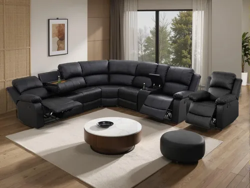 Vista 13 de Juego de sofá reclinable manual con mesa desplegable, juegos de sofás de pana, juegos de muebles de sala de estar, juegos de sofá reclinable manual