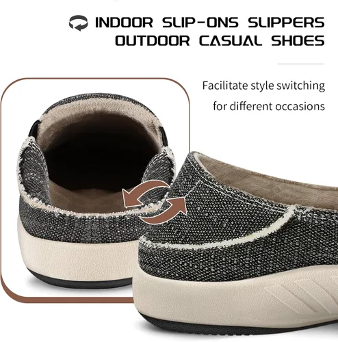 Vista 3 de Zapatos sin cordones para hombre, mocasines de lona con soporte de arco, zapatos ortopédicos casuales para fascitis plantar, zapatos para caminar