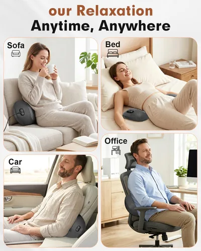 Vista 5 de Almohada masajeadora eléctrica 3 en 1 con calor, tracción de aire Negro