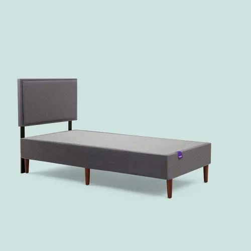 Vista 7 de Purple Marco de cama – Gris piedra, Cal King, plataforma duradera, fácil montaje, tapizado con patas de madera cónicas, elegante y fuerte