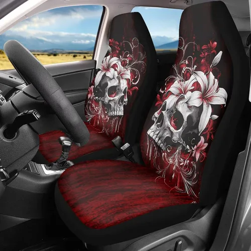 Vista 33 de LedBack Fundas universales de asiento de coche solo para asientos delanteros, bandera estadounidense, ciervos, 2 piezas, protector elástico