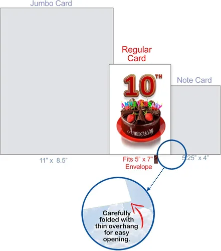 Vista 9 de The Best Card Company - Tarjeta jumbo del 10º aniversario con sobre (8.5 x 11 pulgadas) - Felicitaciones grandes por 10 años de matrimonio - Gran