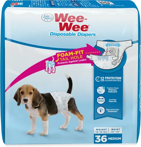 Vista 10 de Four Paws Wee-Wee - Pañales de entrenamiento para perros desechables y ajustables, superabsorbentes, protección a prueba de fugas para perros