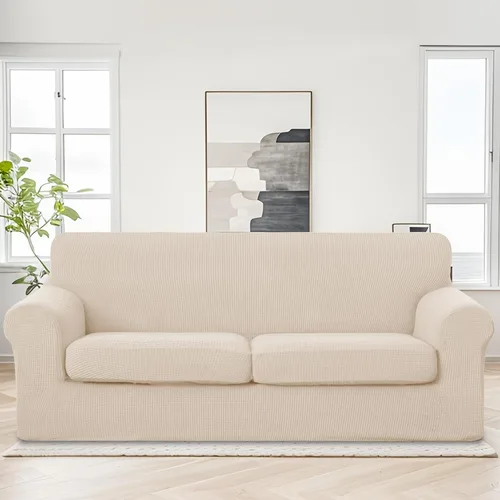 Vista 2 de U-NICE HOME Funda elástica para sofá de 3 piezas, funda de sofá lavable con cojín de asiento individual para sofá de 2 cojines, apta para mascotas