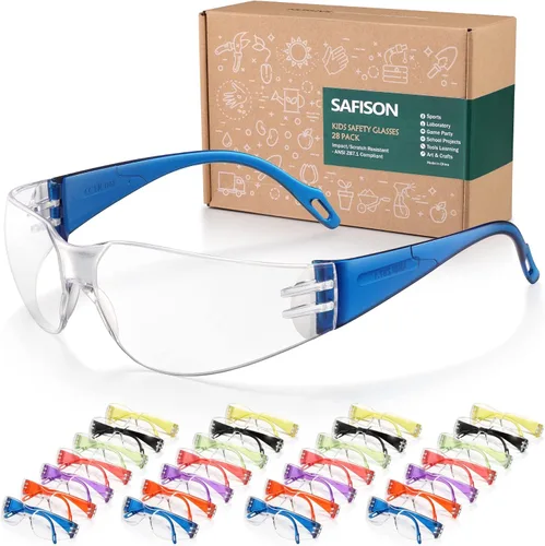 Vista 8 de Gafas de Seguridad a Granel Paquete de 28 Resistentes a Impactos y Rayones Gafas Protectoras Transparentes de Policarbonato EPI para Construcción