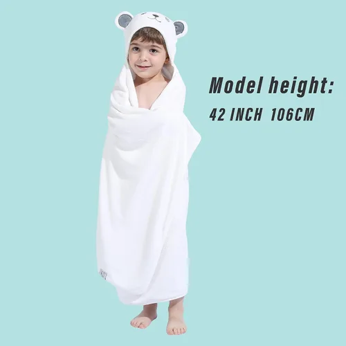 Vista 2 de HIPHOP PANDA Toalla con capucha para niños, viscosa derivada de, 30 x 50 pulgadas, tamaño grande para 3 a 10 años, toalla de baño premium